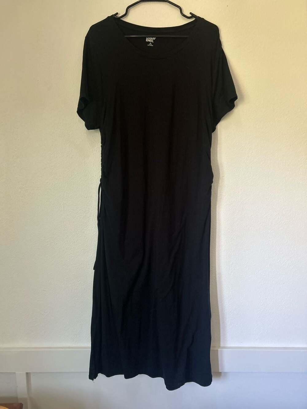 Lands' End Women's Black Side-Ruched Short-Sleeve Maxi Dress Size 1X (16W-18W)